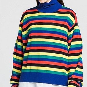 JW Anderson x Uniqlo Oversized Multicolor Striped Turtleneck Sweater
